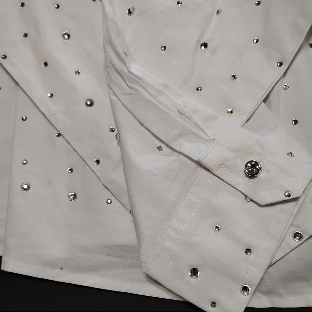KIWI White Rhinestone Button-Down Shirt – Size S - Picture 7 of 14